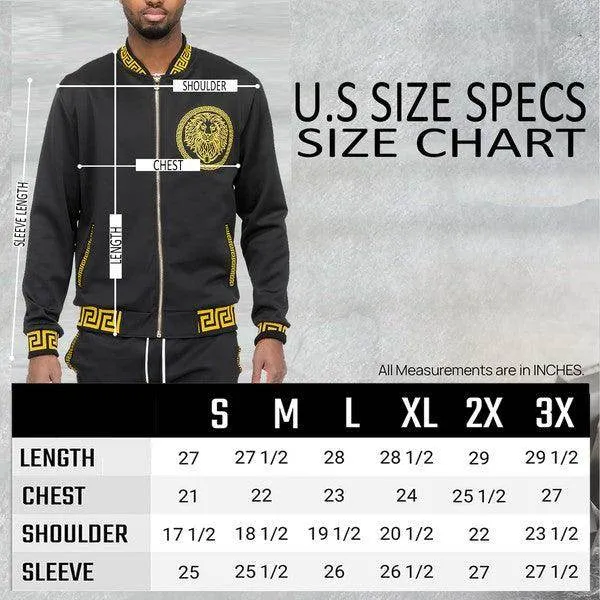 Mens Black and Gold Detail Track Suit Jacket