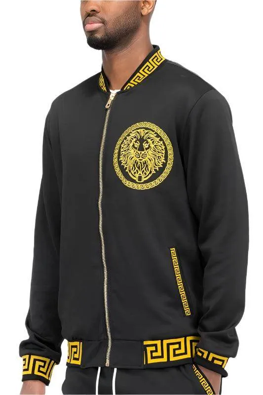 Mens Black and Gold Detail Track Suit Jacket