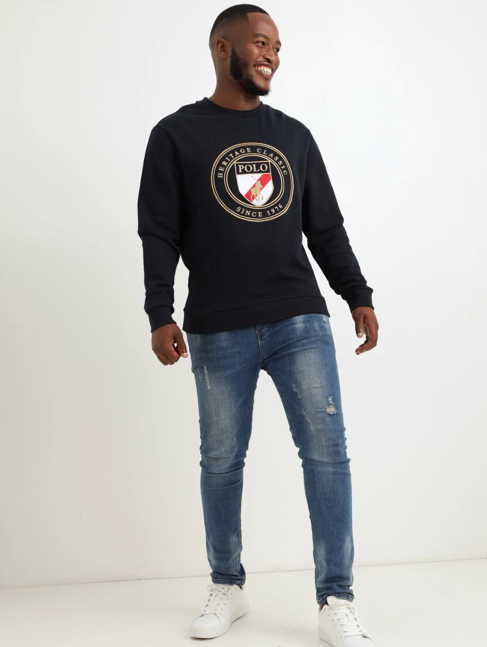 Men's Crest Fleece Sweat Track Top - Navy