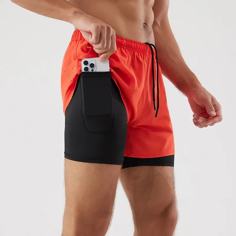 Men's Quick-Dry 2-in-1 Running Shorts with Convenient Phone Pocket