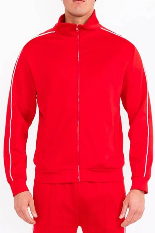 Mens Red w/White Side Pipe Track Jacket