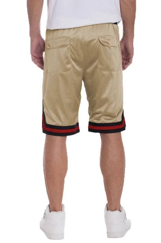 Men's Striped Band Solid Basketball Shorts
