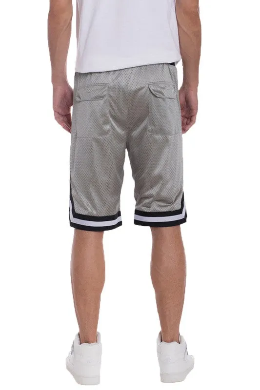 Men's Striped Band Solid Basketball Shorts