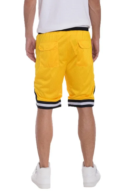 Men's Striped Band Solid Basketball Shorts