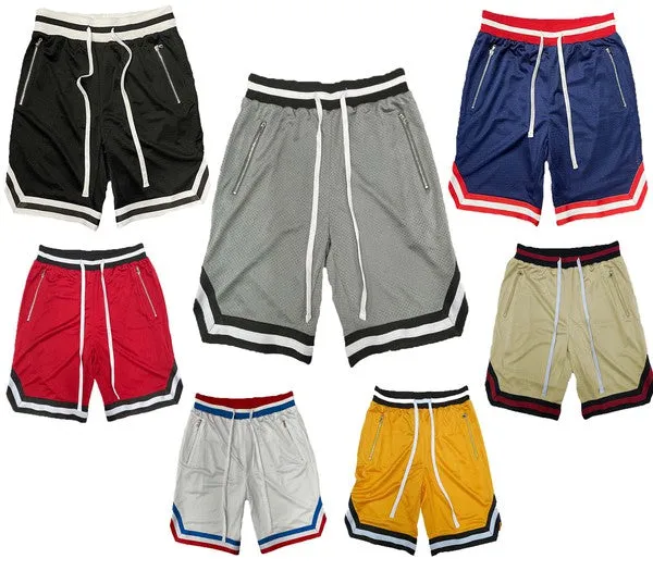 Men's Striped Band Solid Basketball Shorts