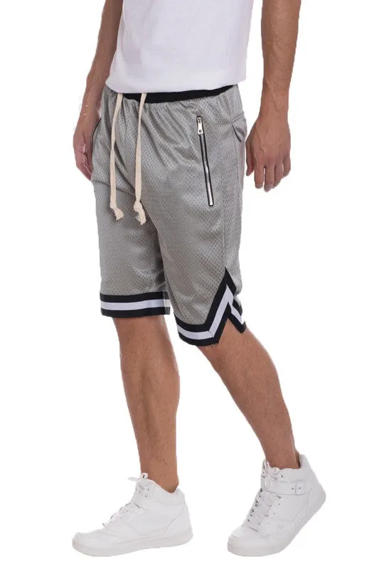 Men's Striped Band Solid Basketball Shorts