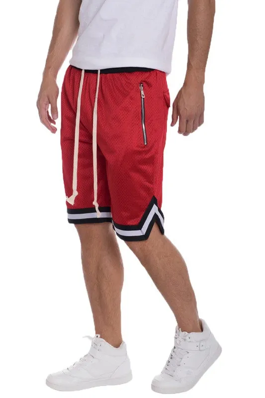 Men's Striped Band Solid Basketball Shorts