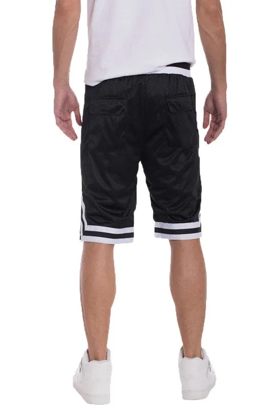Men's Striped Band Solid Basketball Shorts