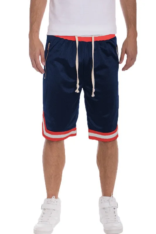 Men's Striped Band Solid Basketball Shorts