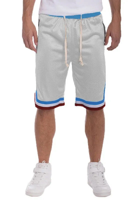 Men's Striped Band Solid Basketball Shorts