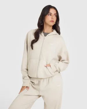 Mid Weight Zip Through Hoodie | Sand