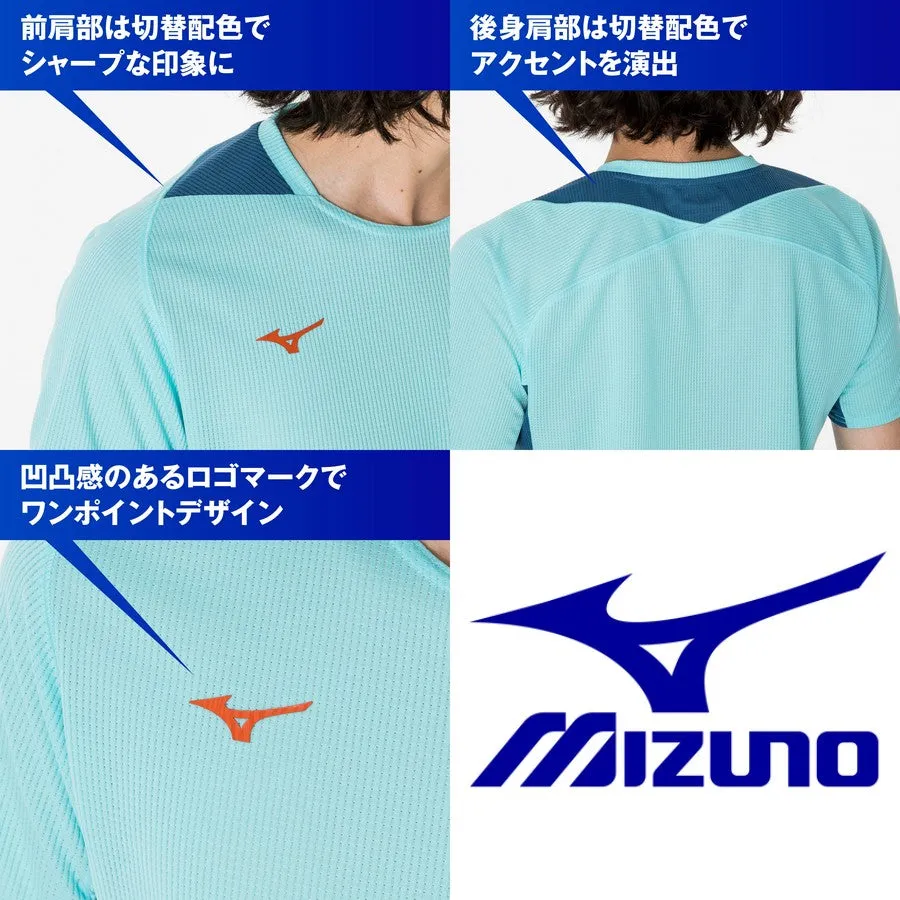 Mizuno T-shirt, plastic shirt, short sleeve top, MIZUNO sportswear, men's