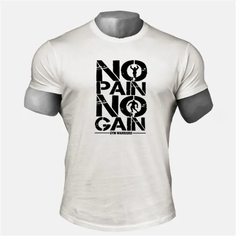 Muscle guys Brand Men's NO PAIN NO GAIN Gym T Shirts,Bodybuilding Fitness Workout Clothes Cotton T-Shirt