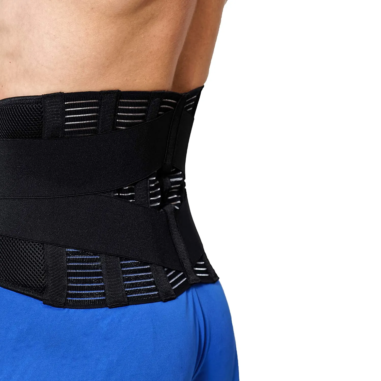 NeoTech Care Adjustable Compression Back Brace Lumbar Support Belt, Black, Size Small
