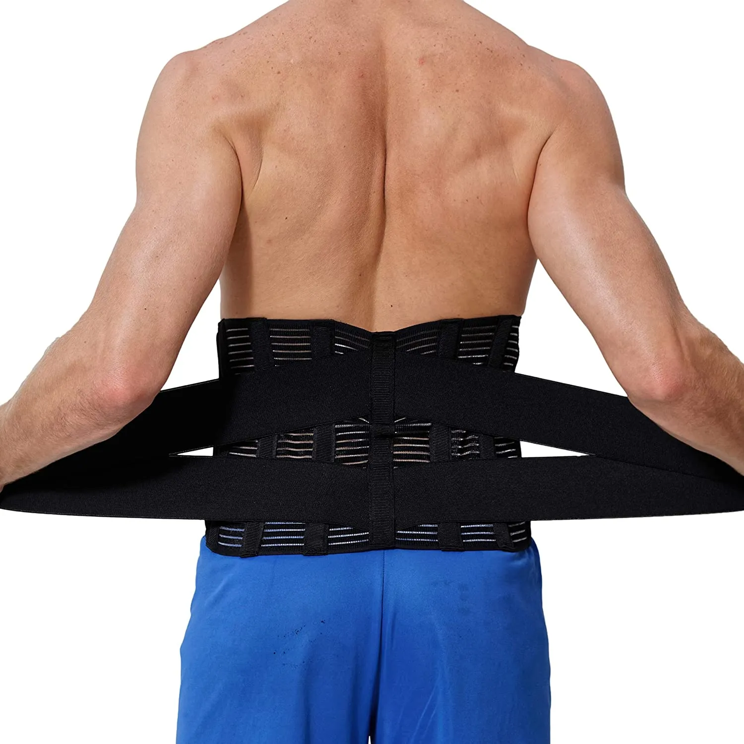 NeoTech Care Adjustable Compression Back Brace Lumbar Support Belt, Black, Size Small