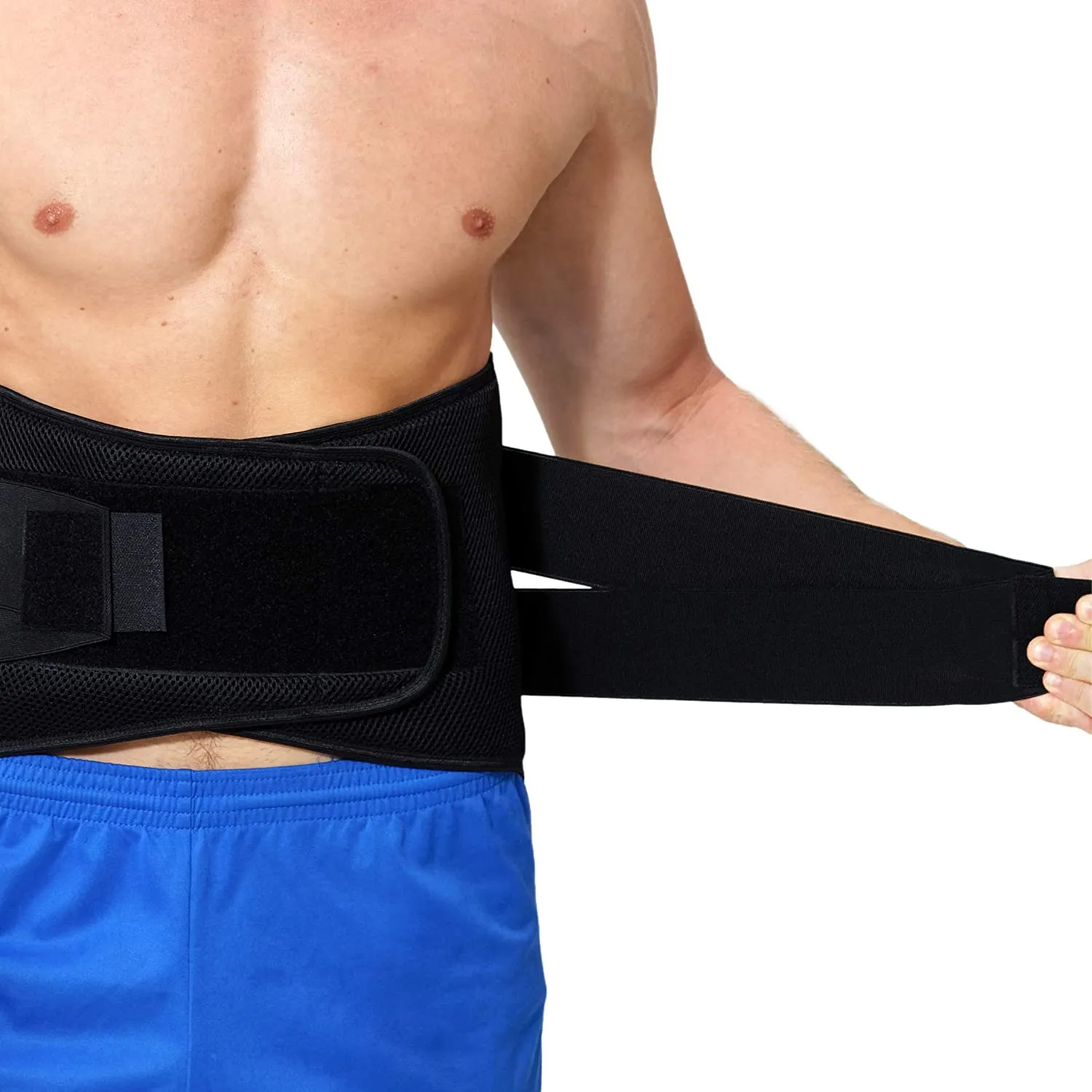 NeoTech Care Adjustable Compression Back Brace Lumbar Support Belt, Black, Size Small