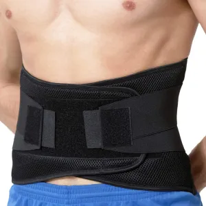 NeoTech Care Adjustable Compression Back Brace Lumbar Support Belt, Black, Size Small