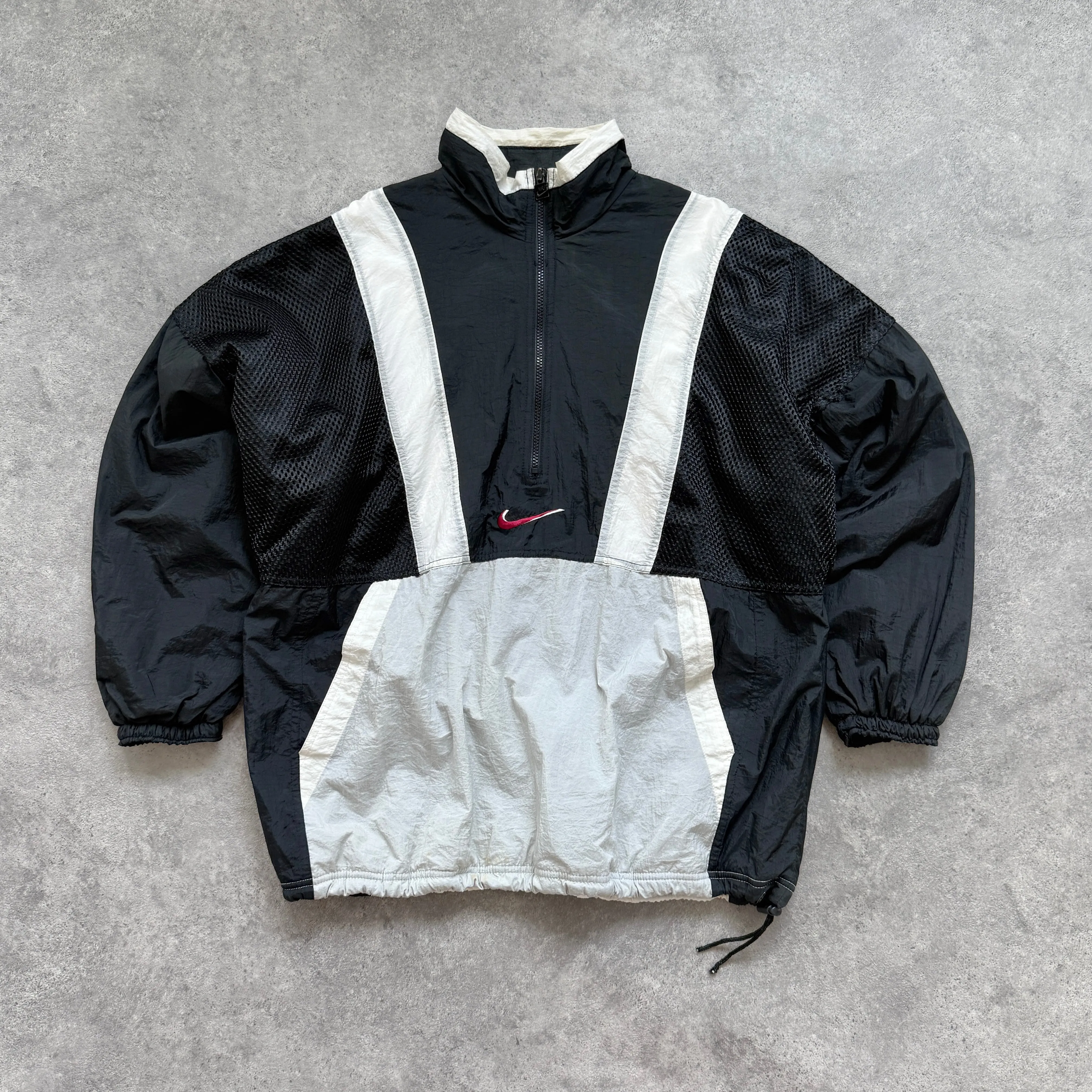 Nike 1990s 1/4 zip technical mesh lightweight shell jacket (L)
