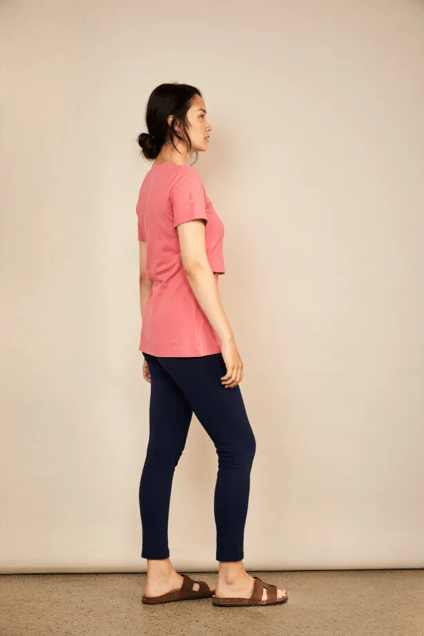 Nursing Crew Neck Organic Cotton T-Shirt | Rose