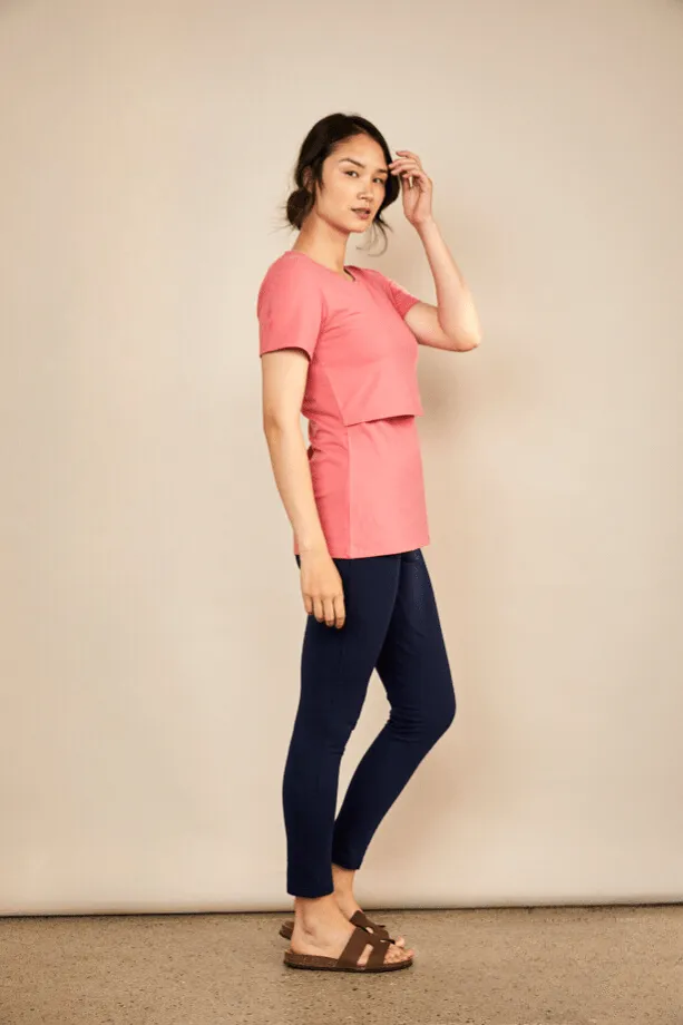 Nursing Crew Neck Organic Cotton T-Shirt | Rose