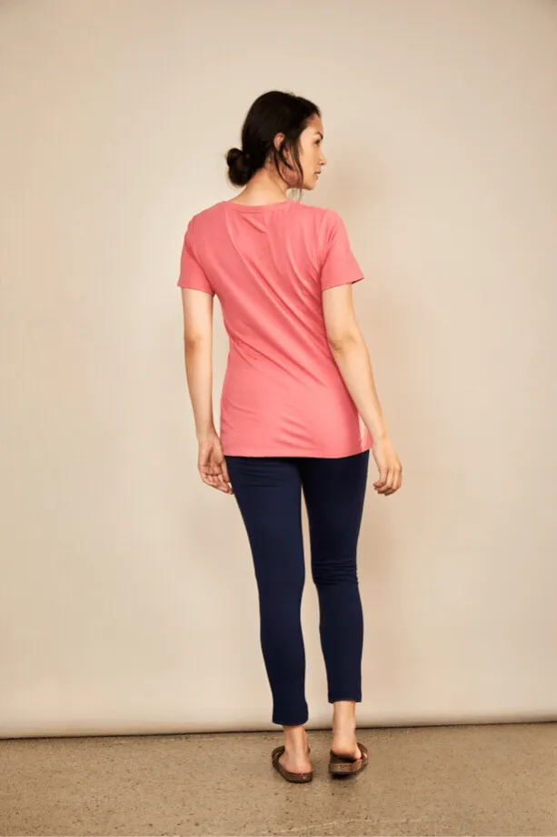 Nursing Crew Neck Organic Cotton T-Shirt | Rose