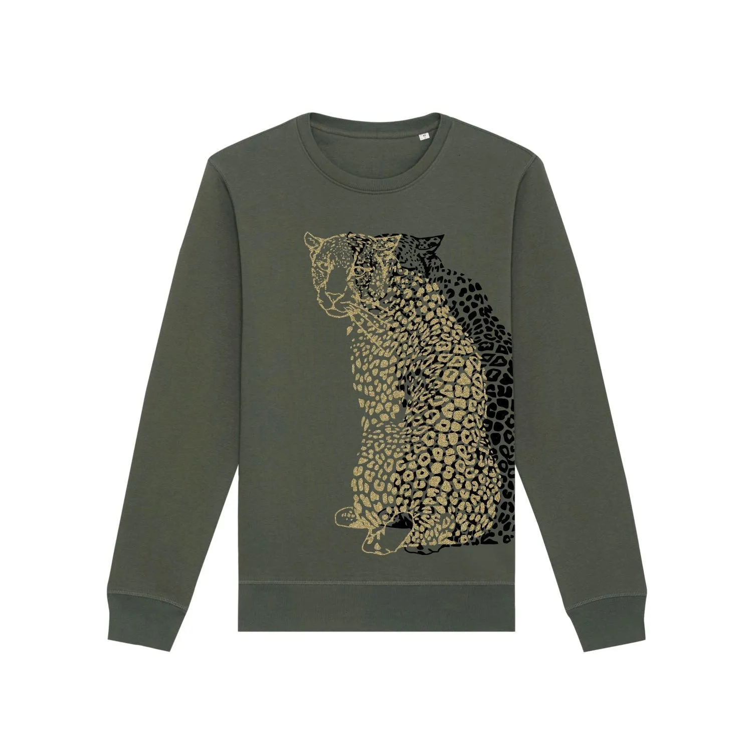 Organic Cotton Unisex Tracksuit | Gold & black leopard on Khaki