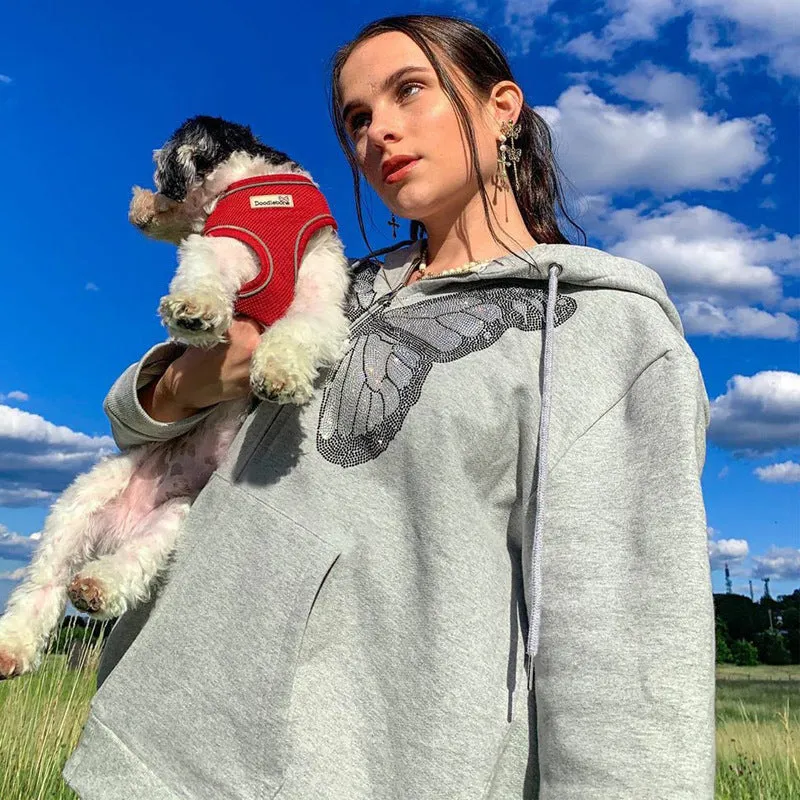 Oversized Butterfly Zip Up Hoodies