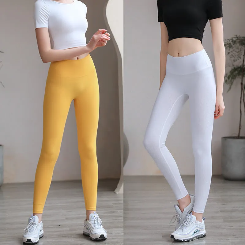 Peach Hip Fitness Pants - High-Waist Sports Leggings for Running & Hip Training