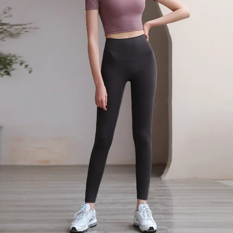Peach Hip Fitness Pants - High-Waist Sports Leggings for Running & Hip Training