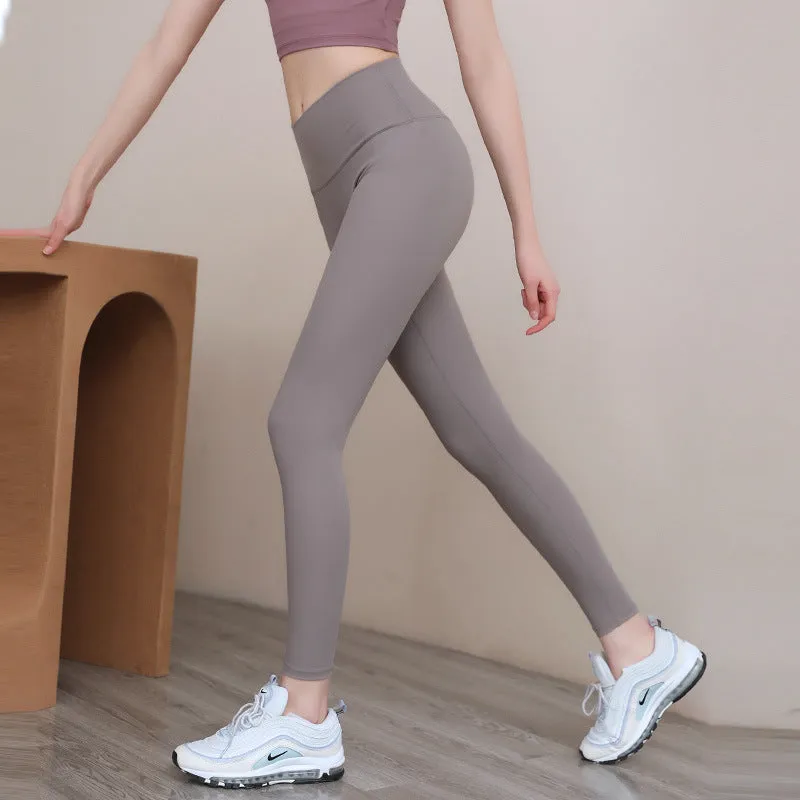 Peach Hip Fitness Pants - High-Waist Sports Leggings for Running & Hip Training