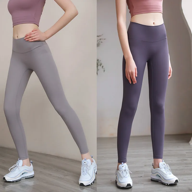 Peach Hip Fitness Pants - High-Waist Sports Leggings for Running & Hip Training