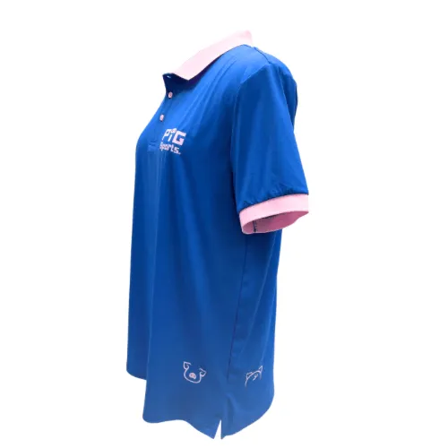 Performance Polo Shirt - Blue/Pink