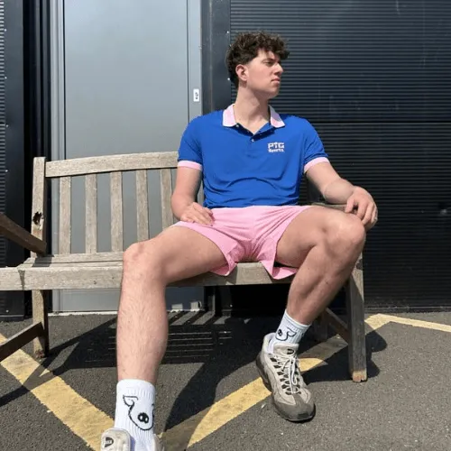 Performance Polo Shirt - Blue/Pink