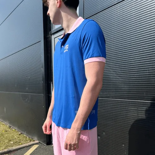 Performance Polo Shirt - Blue/Pink