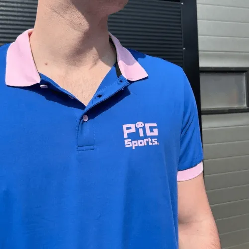 Performance Polo Shirt - Blue/Pink