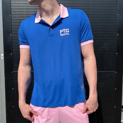 Performance Polo Shirt - Blue/Pink
