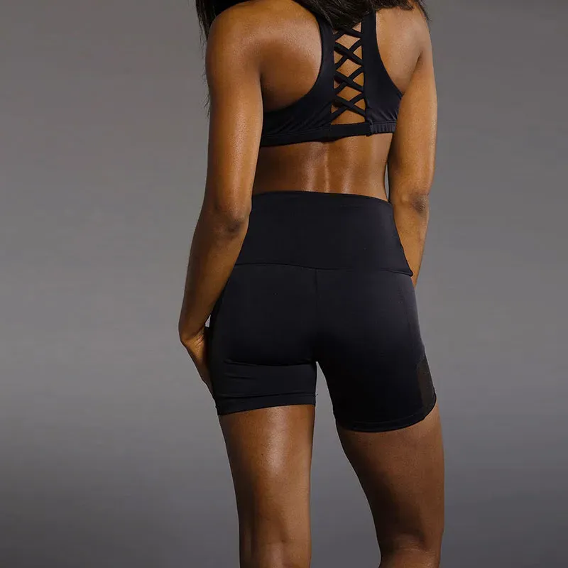 Pip High-Waist Mesh Panel Compression Shorts