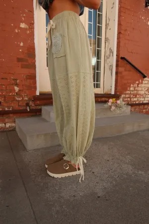 Pistachio Eylet Jogger