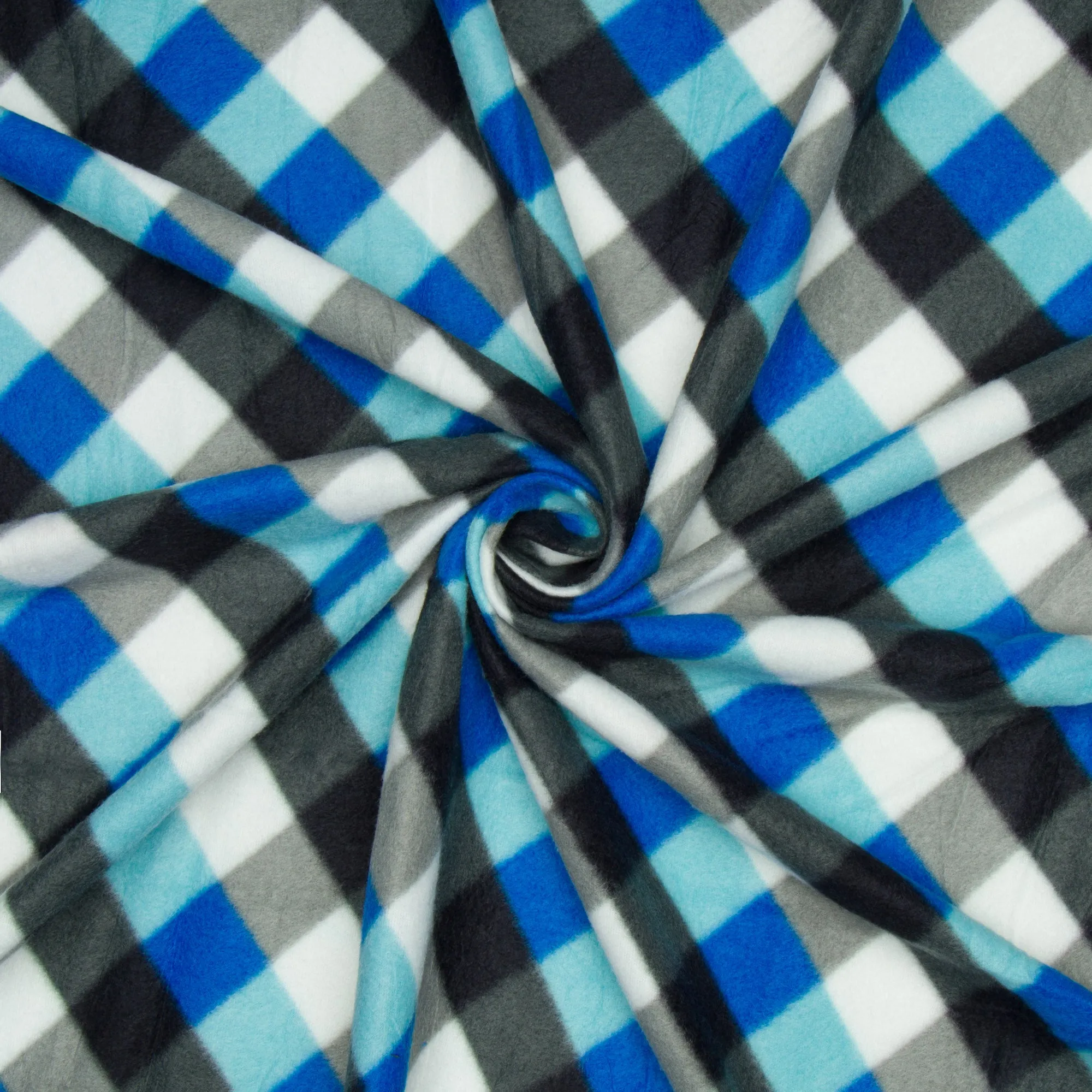 Printed Polar Fleece Blues Check