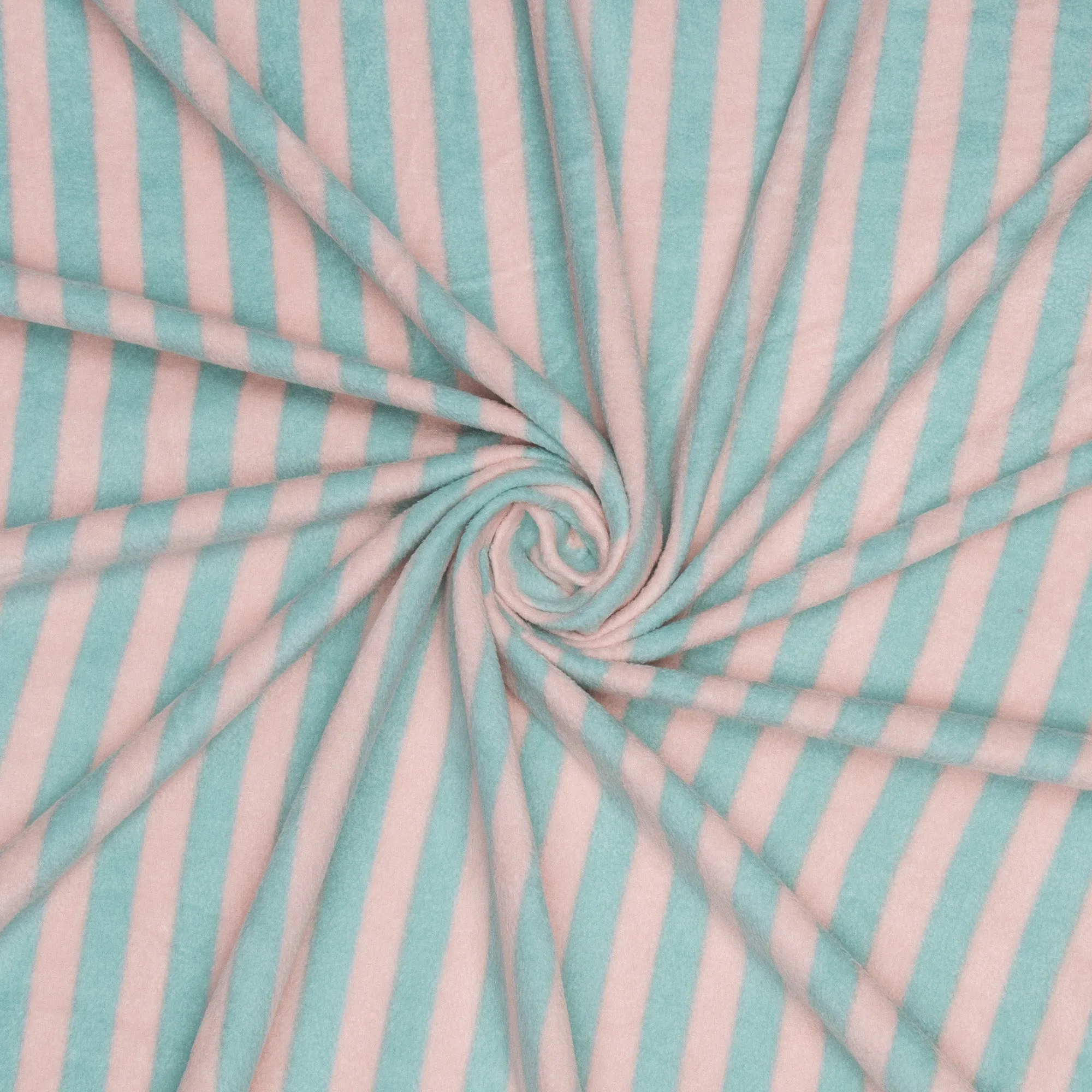 Printed Polar Fleece Peach/Turquoise Stripe