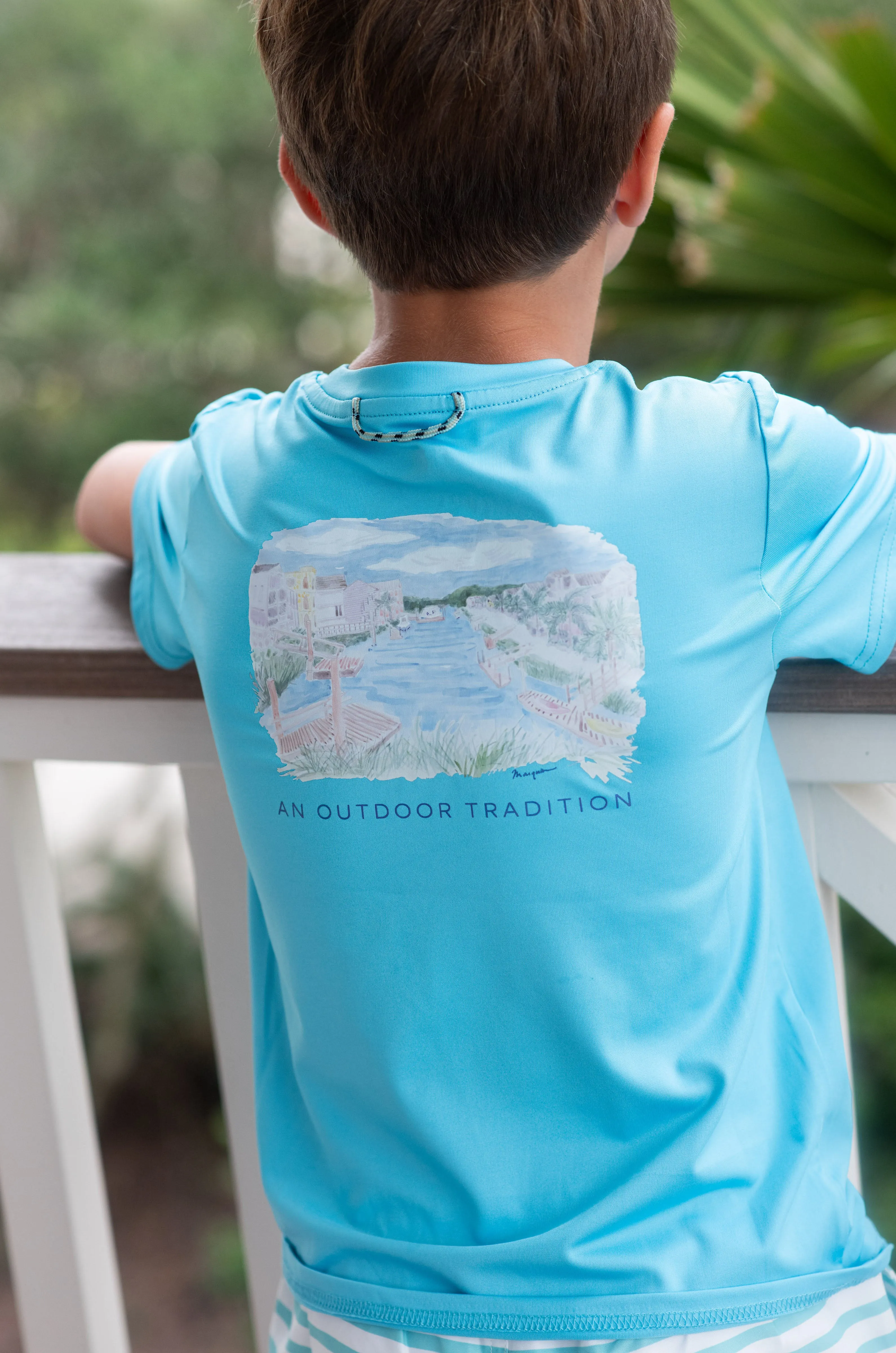 Pro Performance Fishing Tee with Beach Art