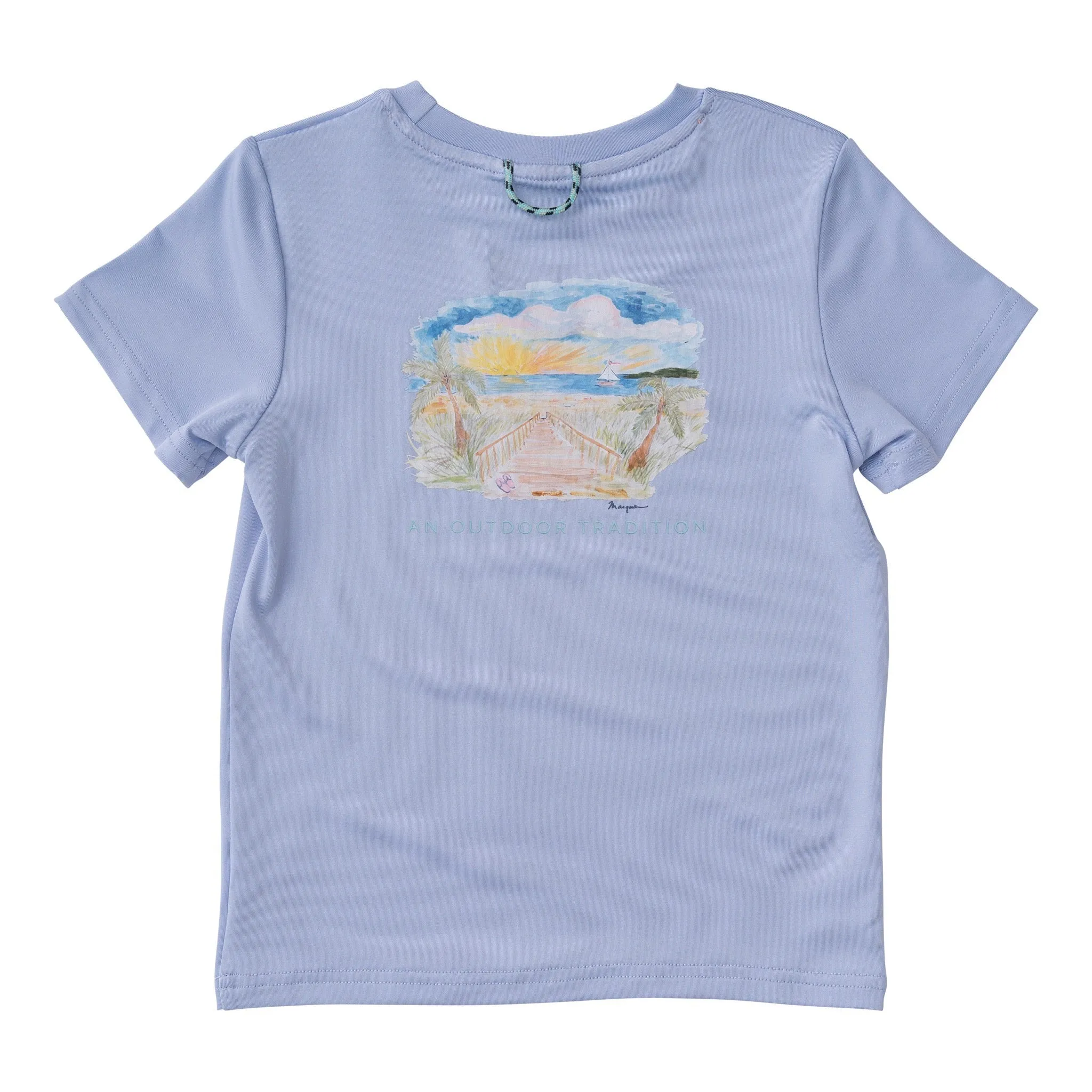 Pro Performance Fishing Tee with Girl Beach Art