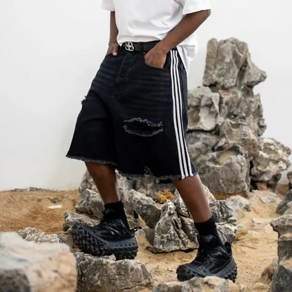 "Black Ripped Denim" Shorts