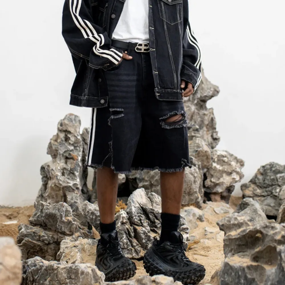 "Black Ripped Denim" Shorts