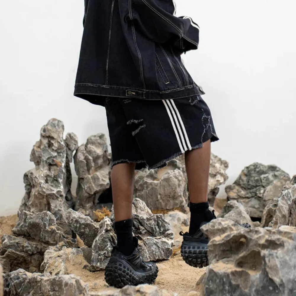"Black Ripped Denim" Shorts