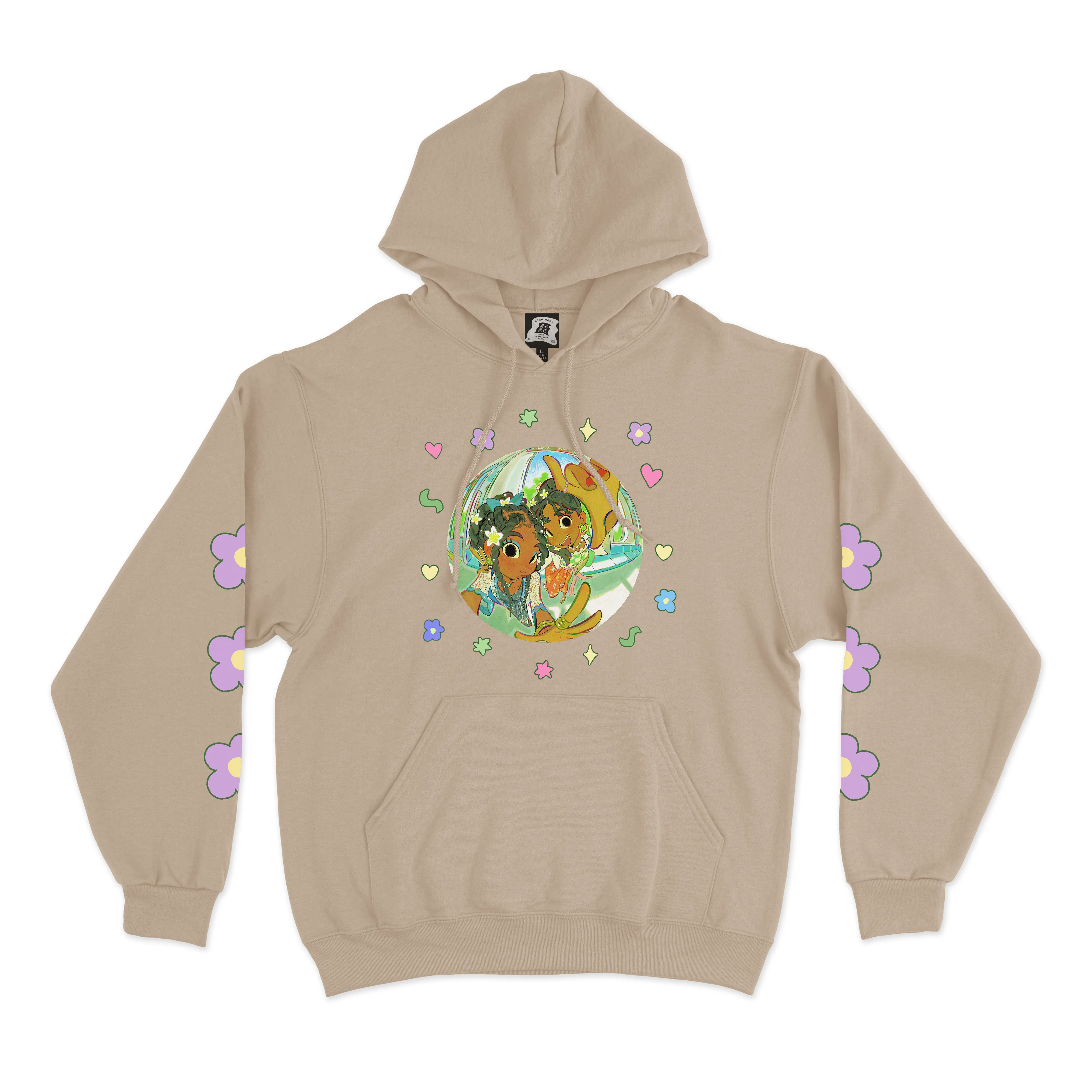 "Fisheye" Fleece Hoodie Beige