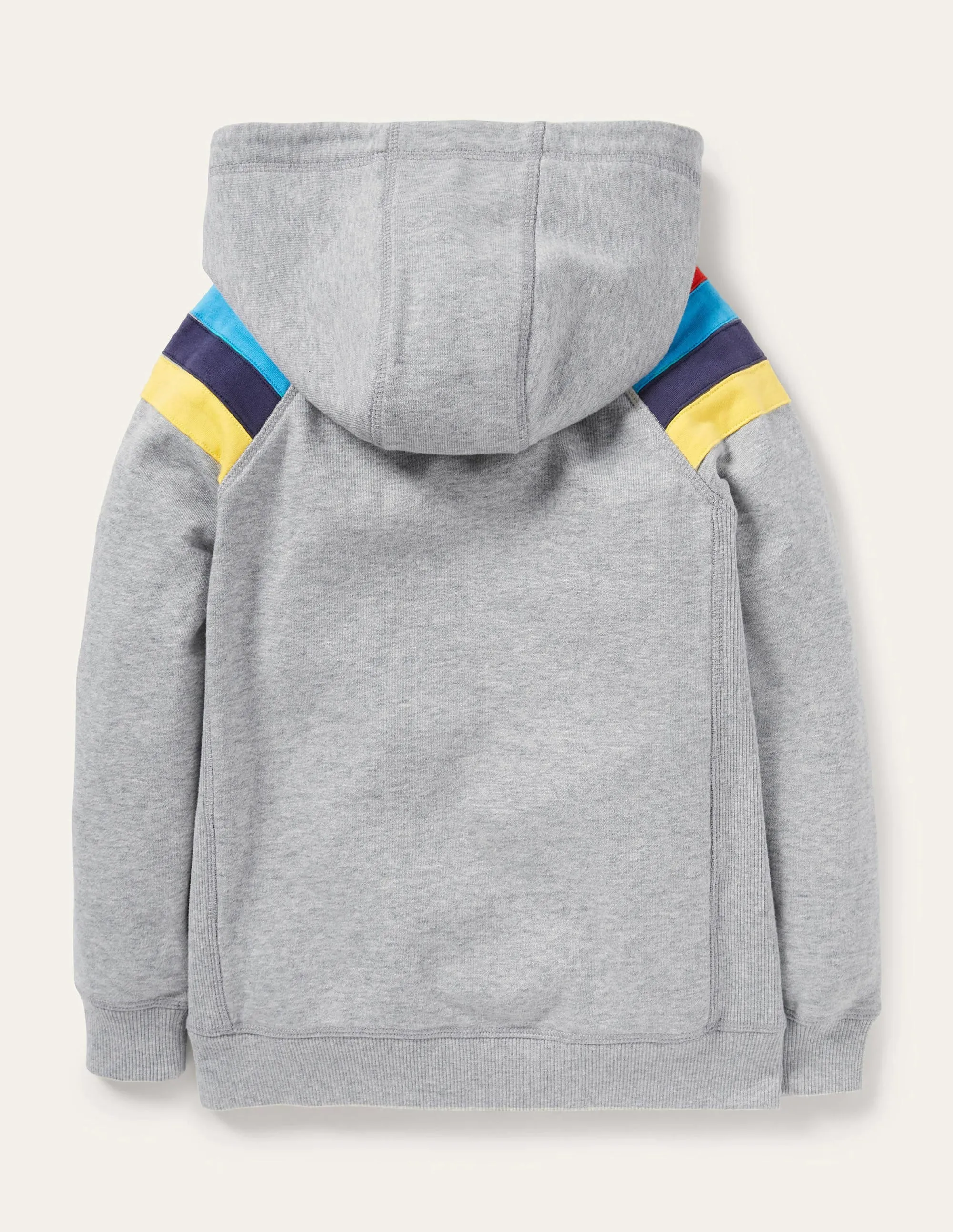 Rainbow Sleeve Zip-Up Hoodie-Grey Marl