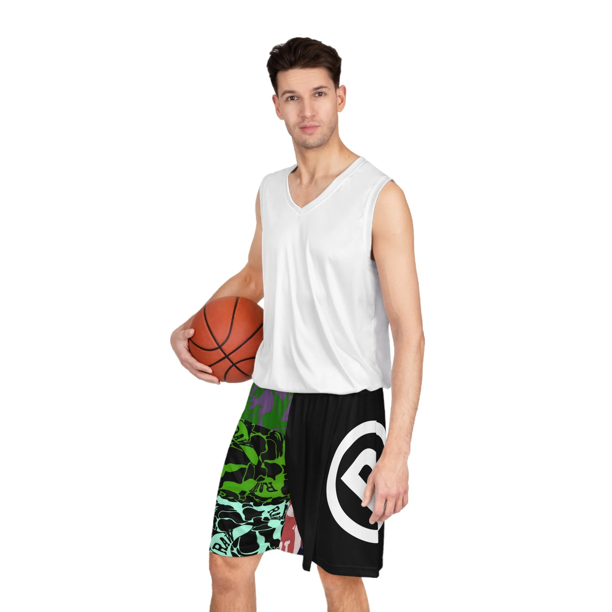rawsushi worldwide "half multi" Basketball Shorts