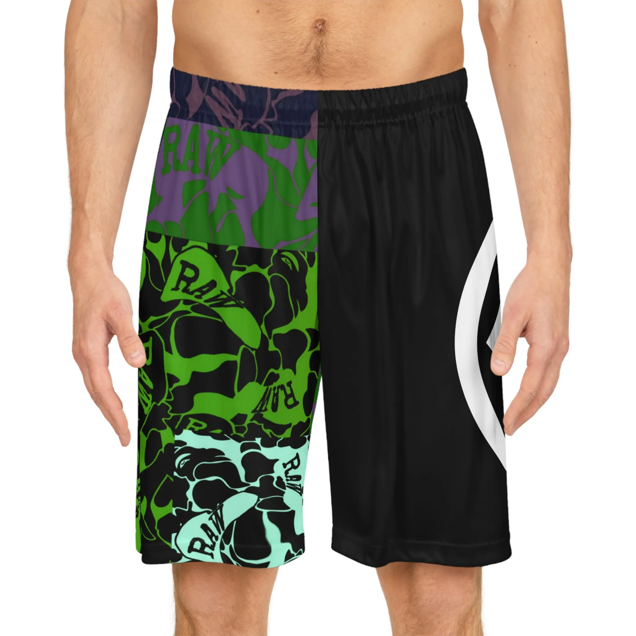 rawsushi worldwide "half multi" Basketball Shorts