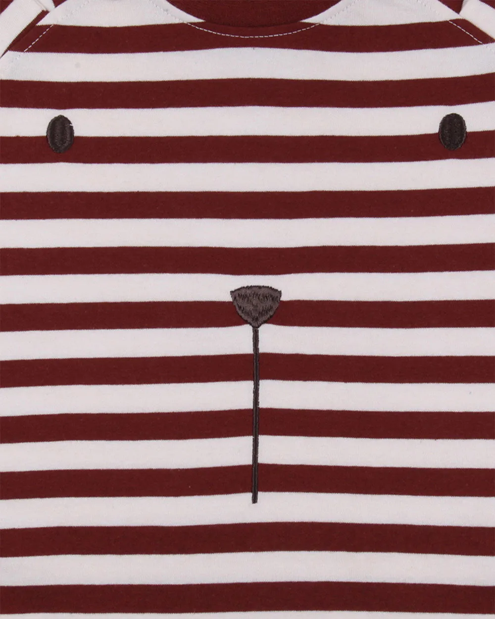 Red Bear Face Horizontal Stripe Print Top